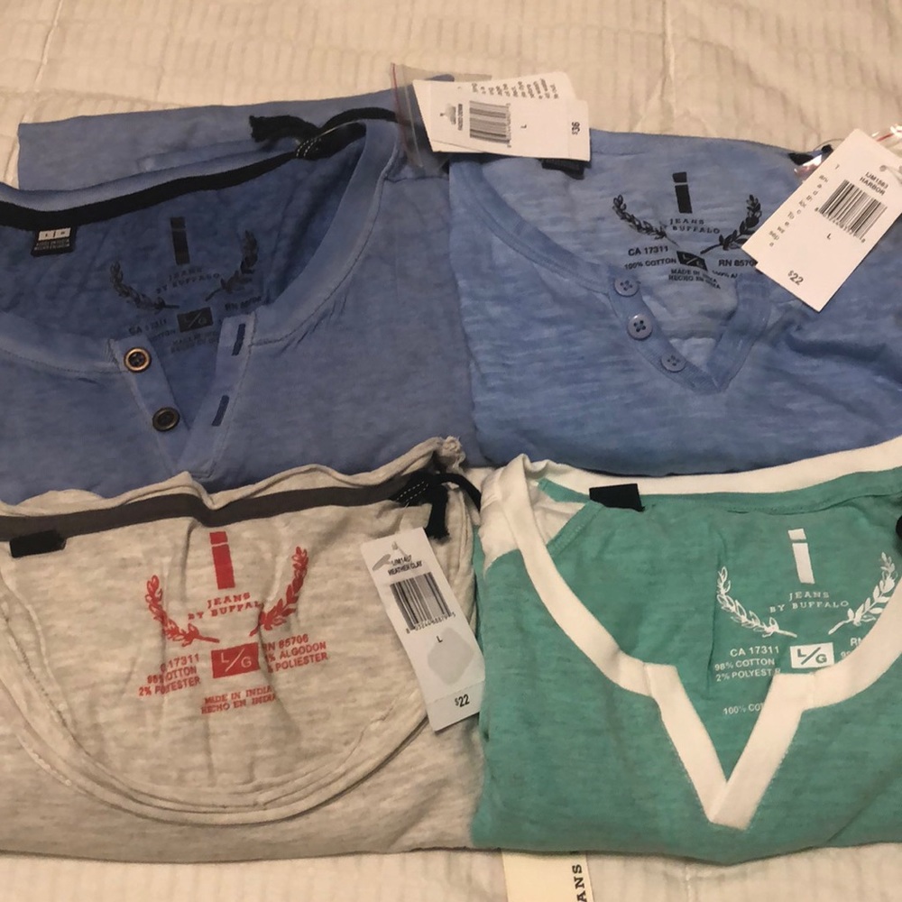 Men’s L Shirts. New w/tags. All 4for $30.